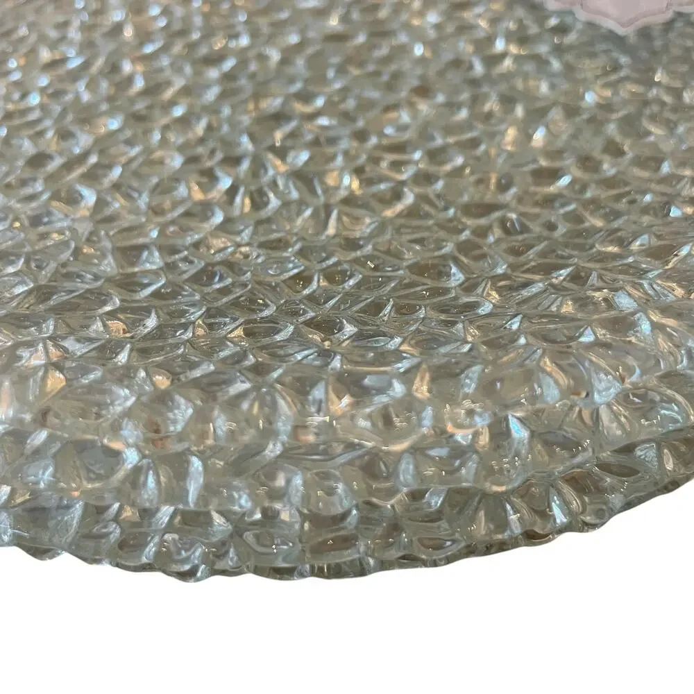 Akcam Turkish Glass 8in Appetizer | Dessert Plate Set of 4 Clear Frosted NEW